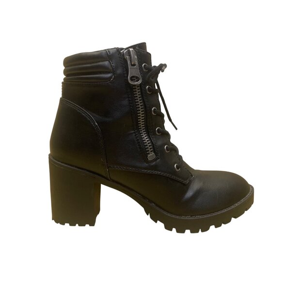 Steve Madden Shoes - Steve Madden Women’s Black Lace & Zip Up Closure Block Heel Ankle Boots Size 7.5